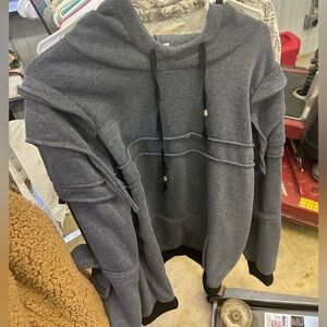 Gray Hooded Sweatshirt with Black Accents